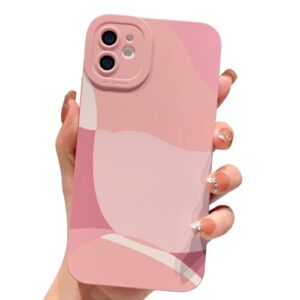 ykczl compatible with iphone 11 case 6.1 inch, cute painted art full camera lens protective slim soft shockproof phone case for women girl-pink