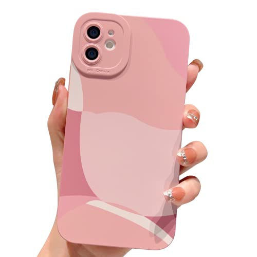 YKCZL Compatible with iPhone 11 Case 6.1 Inch, Cute Painted Art Full Camera Lens Protective Slim Soft Shockproof Phone Case for Women Girl-Pink