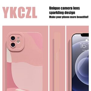 YKCZL Compatible with iPhone 11 Case 6.1 Inch, Cute Painted Art Full Camera Lens Protective Slim Soft Shockproof Phone Case for Women Girl-Pink