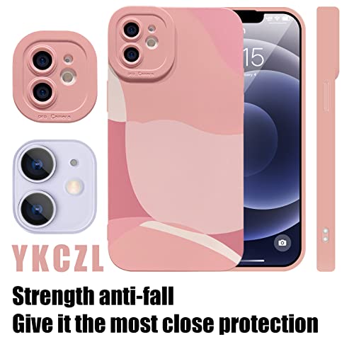 YKCZL Compatible with iPhone 11 Case 6.1 Inch, Cute Painted Art Full Camera Lens Protective Slim Soft Shockproof Phone Case for Women Girl-Pink