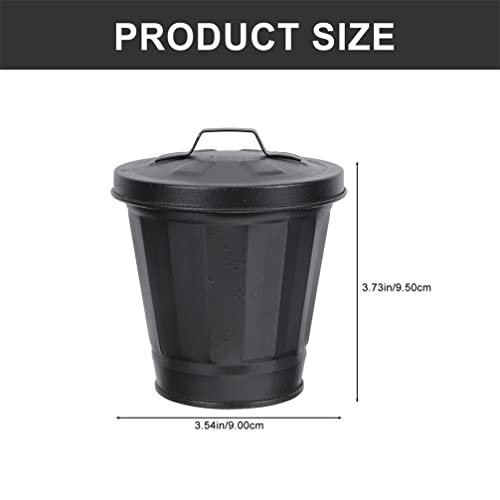 Kisangel Mini Table Garbage Bins Rustic Desk 2pcs Mini Table Trash Can Galvanized Trash Can Bucket Metal Bucket with Lid for Home Office Table Kitchen Bedroom Outdoor Planters