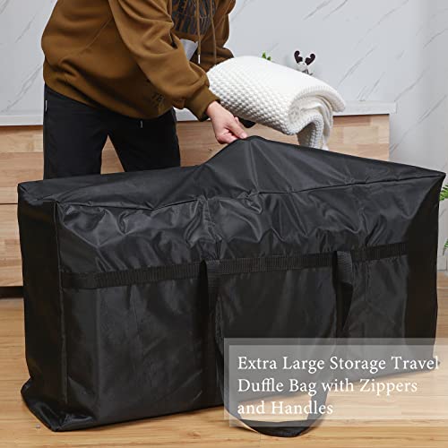 2 Pcs Extra Large Duffel Bag Travel Duffle Bag 42 x 23 x 14 inches Large Storage Bags with Zippers and Handles Black Storage Totes Packing Bags for Moving Travel Camping Sports Equipment Storage