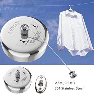 Retractable Clothesline * 2 Pcs, 304 Stainless Steel Clothing Line Dryer with Adjustable Rope String, 9.2 Feets Clothes Line for Hanging Drying Indoor Room Bathroom Laundry Outdoor Travel(Double)