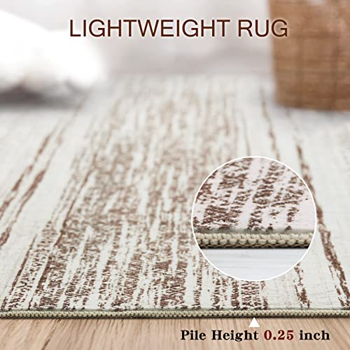 Area Rug Living Room Rugs - 5x7 Washable Large Soft Neutral Boho Moroccan Bohemian Farmhouse Rug Indoor Floor Carpet for Bedroom Under Dining Table Home Office Decor - Cream Brown