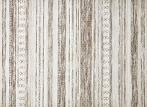 Area Rug Living Room Rugs - 5x7 Washable Large Soft Neutral Boho Moroccan Bohemian Farmhouse Rug Indoor Floor Carpet for Bedroom Under Dining Table Home Office Decor - Cream Brown