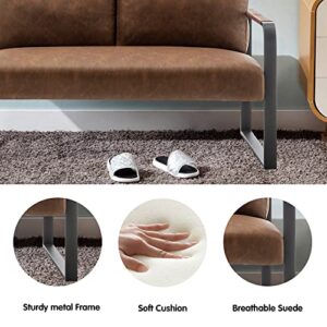 HAOBO HOME Loveseat Couch Bench Settee for Living Room, Upholstered Small Sofa Couch PU Leather Banquette Lounge Bench for Dining Room Bedroom Funiture-Brown