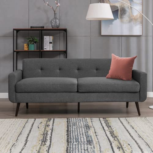 ZAFLY 80inches Loveseat Sofa Couch,Futon Sofa Modern Button Tufted Upholstered Couch Furniture with 5.9" Upholstered Cushion for Living Room Bedroom Office Apartment (Dark Gray)