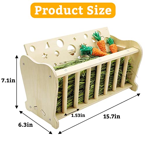 Hamiledyi Rabbit Hay Feeder Rack Large Size Wooden Holder Guinea Pig Hay Feeder Starry Sky Bunny Food Feeding Manger No Clutter Hamsters Grass Dispenser for Rabbits Guinea Pigs Bunnys Chinchilla