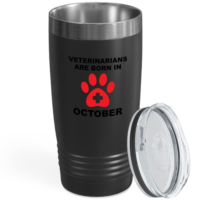 Veterinarian Black Viking Tumbler 20oz - Veterinarians Are Born In October - Birthday Veterinary Tech Zoology Clinical Doctor Nurse Cat Pet