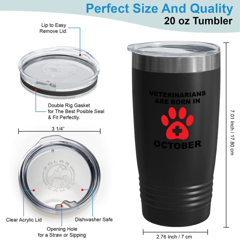 Veterinarian Black Viking Tumbler 20oz - Veterinarians Are Born In October - Birthday Veterinary Tech Zoology Clinical Doctor Nurse Cat Pet