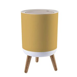 lgcznwdfhtz small trash can with lid for bathroom kitchen office diaper plain dijon mustard solid color bedroom garbage trash bin dog proof waste basket cute decorative