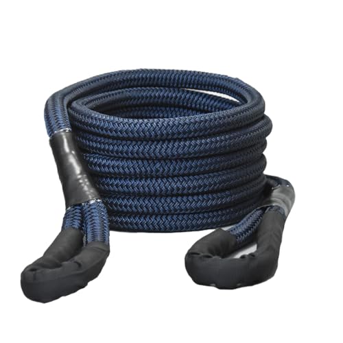 TetherTite Kinetic Eneygy Recovery Tow Rope 1IN 30FT 29750lb Breaking Strength with Reinforced Loop & Protective Sleeve for UTV, ATV, Truck, Car, Jeep, Tractor (1" x 30' Blue)