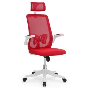 MoNiBloom Ergonomic Office Desk Chair Swivel Breathable Mesh Computer Chairs with Headrest and Lumbar Support, 95°-125° Adjustable High Back Chair, 250 LBS Capacity, Red