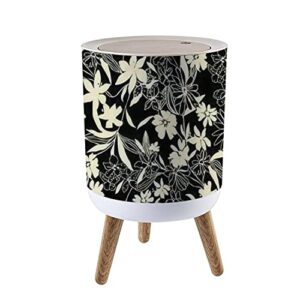 ksygyfrude small trash can with lid leopard print pink rose work seamlessly round garbage can press cover wastebasket wood waste bin for bathroom kitchen office 7l/1.8 gallon
