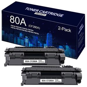 80a black toner cartridges (2-pack) compatible 80a cf280a toner replacement for hp pro 400 m401 m401n m401dw m401dn m401dne mfp m425dw mfp m425dn printer ink | cf280ad1