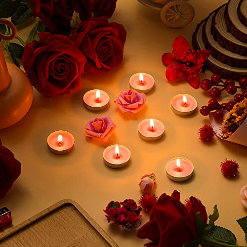 200 Pcs Tea Lights Candles Smokeless Tealight Candles Mini Tealight Candles Dripless Candles Bulk for Dinner Party Home Decoration Wedding Centerpiece Birthday Valentine's Day (Pink)