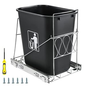 cnioepl pull out trash can under cabinet（trash can not included）, adjustable garbage slide-out shelf for kitchen, undersink organizers and cupboard organizers and storage