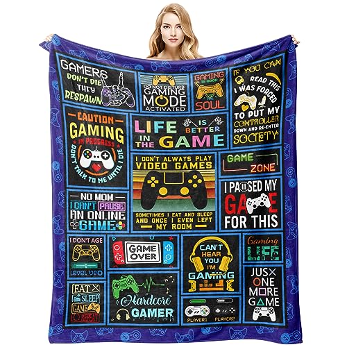 Gamer Gifts, Gifts for Gamers Blanket 60"x50", Gamer Gifts for Men, Gamers Birthday Gifts, Gamer Gifts for Boyfriend, Gamer Gifts for Teen Boys, Video Gamers Gift Ideas for Christmas Valentines Day