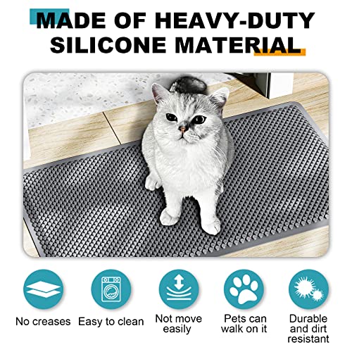 Hreasky Silicone Indoor Door Mat - Quick Dry, Strong Suction& Machine Washable Floor Mat, Low Profile for Home Entrance, Garage, Patio, 17"x 30" (Gray)
