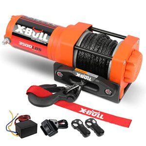 x-bull 3500lbs electric winch -12v synthetic rope electric winch for towing atv/utv off road with mounting bracket wireless remote new
