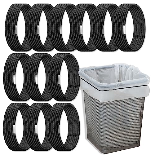 12Pcs Trash Can Bands for 13-30 Gallon Garbage Can 4.7Ft Rubber Trash Bag Holder Durable Elastic Trash Can Bungee for Home Kitchen School Office Indoor Outdoor