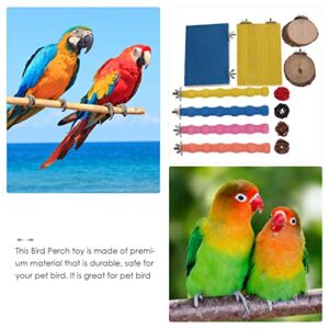 POPETPOP Bird Stand ES Stand Toy - Wood Parrot Stand Platform Wood Bird Cage Perch Bird Chew Toys Parrot Teething Toys Paw Grinding Stick for Cockatiels Parakeets Hammock Swing