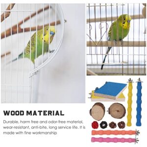 POPETPOP Bird Stand ES Stand Toy - Wood Parrot Stand Platform Wood Bird Cage Perch Bird Chew Toys Parrot Teething Toys Paw Grinding Stick for Cockatiels Parakeets Hammock Swing