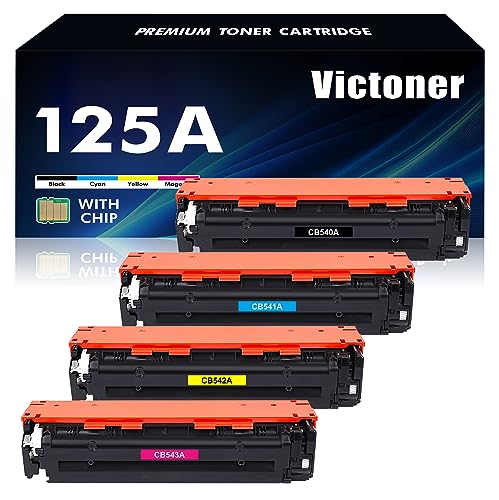 125A Toner Cartridge 4-Pack Compatible for HP 125A CB540A CB541A CB542A CB543A Black Cyan Yellow Magenta Toner Cartridge Bundle for Color Laserjet CP1215 CP1515N CP1518NI CM1312 CM1312NFI Printer