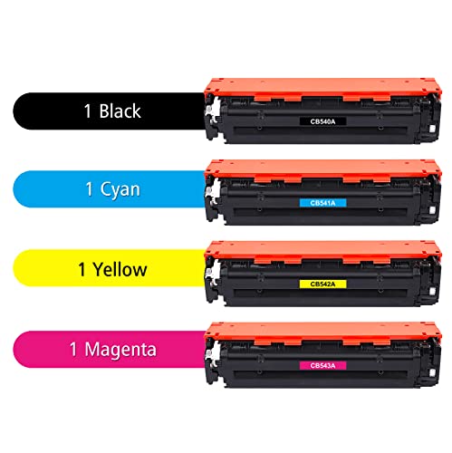 125A Toner Cartridge 4-Pack Compatible for HP 125A CB540A CB541A CB542A CB543A Black Cyan Yellow Magenta Toner Cartridge Bundle for Color Laserjet CP1215 CP1515N CP1518NI CM1312 CM1312NFI Printer