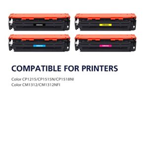 125A Toner Cartridge 4-Pack Compatible for HP 125A CB540A CB541A CB542A CB543A Black Cyan Yellow Magenta Toner Cartridge Bundle for Color Laserjet CP1215 CP1515N CP1518NI CM1312 CM1312NFI Printer