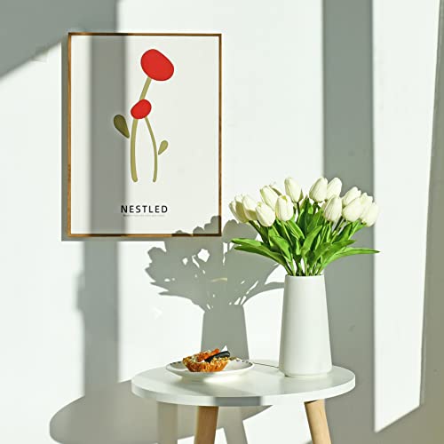 ONLY ART 20pcs Cream Artificial Tulip Flowers with Soft Latex Materials for Mother's Day Home & Kitchen Decoration