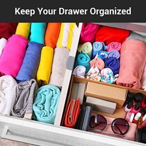 COSICS 6Packs 15-21 Inch Expandable Drawer Organizers with Snap, Plastic Adjustable Drawers Dividers for Clothing, Kitchen Utensils, Dresser Separators for Bedroom, Bathroom, Office, Book Shelf