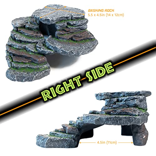 Magtara Cliff & Cave Hideout Rainforest Series - Reptile Ledge Hide, Basking Rock, Terrarium & Aquarium Decor, Decorative Resin for Lizards, Fish, Snakes, Amphibians, Small Animals