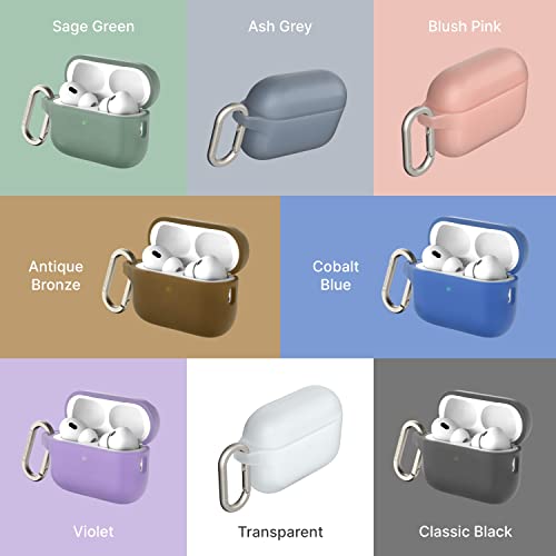 RHINOSHIELD AirPods Case with Carabiner Compatible with Apple [AirPods Pro 2] | Military Grade Drop Protection, Scratch Resistant, Wireless Charging - [Transparent, Standard Set]