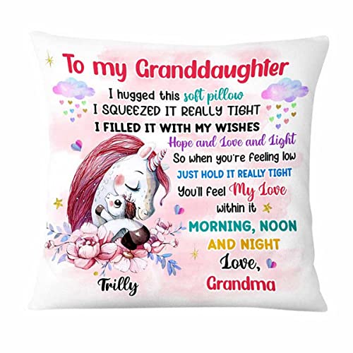 NAZENTI Personalized Granddaughter Grandson Pillow - Custom Grandchildren Pillow, to My Granddaughter Gift Form Grandma Grandpa, Animal Hug Pillow, Daugter Son Birthday, DS27
