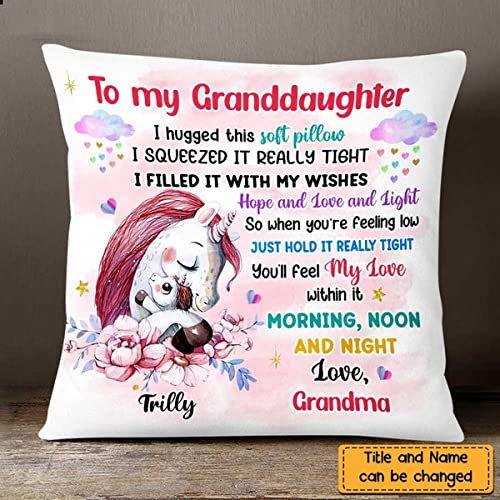 NAZENTI Personalized Granddaughter Grandson Pillow - Custom Grandchildren Pillow, to My Granddaughter Gift Form Grandma Grandpa, Animal Hug Pillow, Daugter Son Birthday, DS27