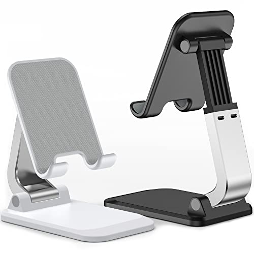 Rayboen 2 Pack Phone Stand for Desk, Portable Cell Phone Holder, Fordable Desktop Phone Cradle Dock for Office Height Angle Adjustable Compatible with All Mobile Phones