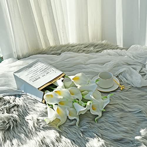 ONLY ART 20pcs White Artificial Calla Lily Flowers with Soft Latex Materials for Wedding Mother's Day Home & Kitchen Decoration