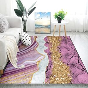 jiospet marble rug soft marble rugs for living room gold area rug for bedroom aesthetic rugs for bedroom living room space decoration, (pink, 4'×5')