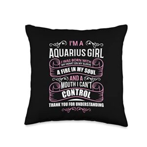 aquarius & love gift aquarius traits facts horoscope zodiac astrological sign throw pillow, 16x16, multicolor