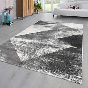 paco home area rug abstract geometric pattern in modern anthracite, size: 6'7" x 9'6"