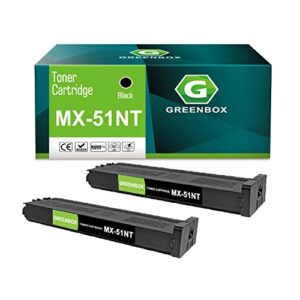 greenbox compatible mx51nt high yield toner cartridge replacement for sharp mx-51nt for mx-4110n 4111n 4140n 4141n 5110n 5111n 5140n 5141n printer（40,000 pages, 2 black