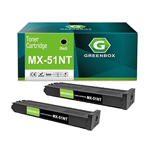 GREENBOX Compatible MX51NT High Yield Toner Cartridge Replacement for Sharp MX-51NT for MX-4110N 4111N 4140N 4141N 5110N 5111N 5140N 5141N Printer（40,000 Pages, 2 Black