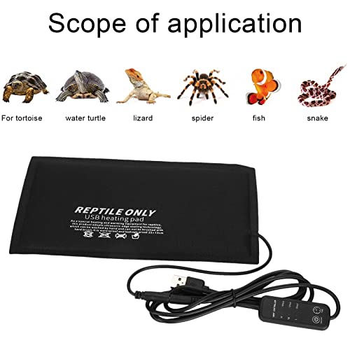 Reptiles Heating Pad, 3 Gear Temperature Adjustment Under Tank Warmer Small Animals USB Temperature Control Heating Mat for Turtles Lizard Snakes (S), Reptiles Heating Pad Reptiles USB Heating Pa