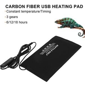 Reptiles Heating Pad, 3 Gear Temperature Adjustment Under Tank Warmer Small Animals USB Temperature Control Heating Mat for Turtles Lizard Snakes (S), Reptiles Heating Pad Reptiles USB Heating Pa