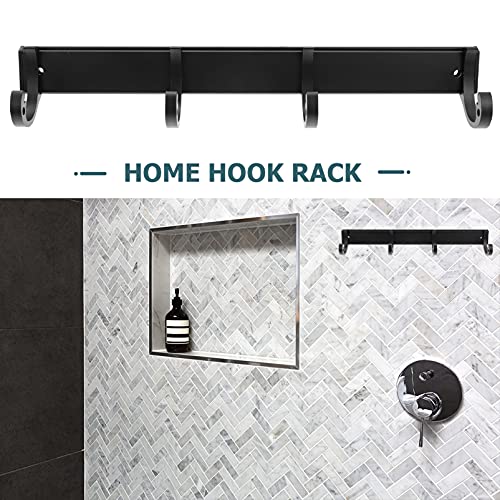 LIFKOME Coat Rack Wall Mounted Coat Hooks for Hanging Coats Heavy Duty Metal Hook Rack Rail with 6 Hooks Stainless Steel Metal Decorative Hook Rail Entryway Hanging Coat Rack Bathroom Kitchen