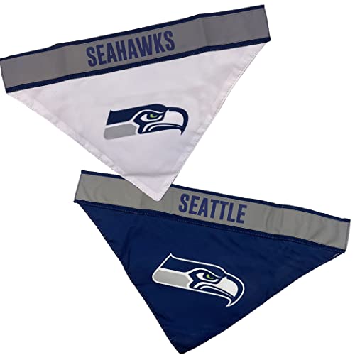 Pets First NFL Seattle Seahawks TIE Bandana, Large/X-Large. Dog Football Reflective Bandana Scarf Bib for Pet, Cat, or Dog. The Ultimate Game-Day, Party Bandana