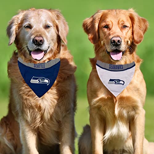 Pets First NFL Seattle Seahawks TIE Bandana, Large/X-Large. Dog Football Reflective Bandana Scarf Bib for Pet, Cat, or Dog. The Ultimate Game-Day, Party Bandana