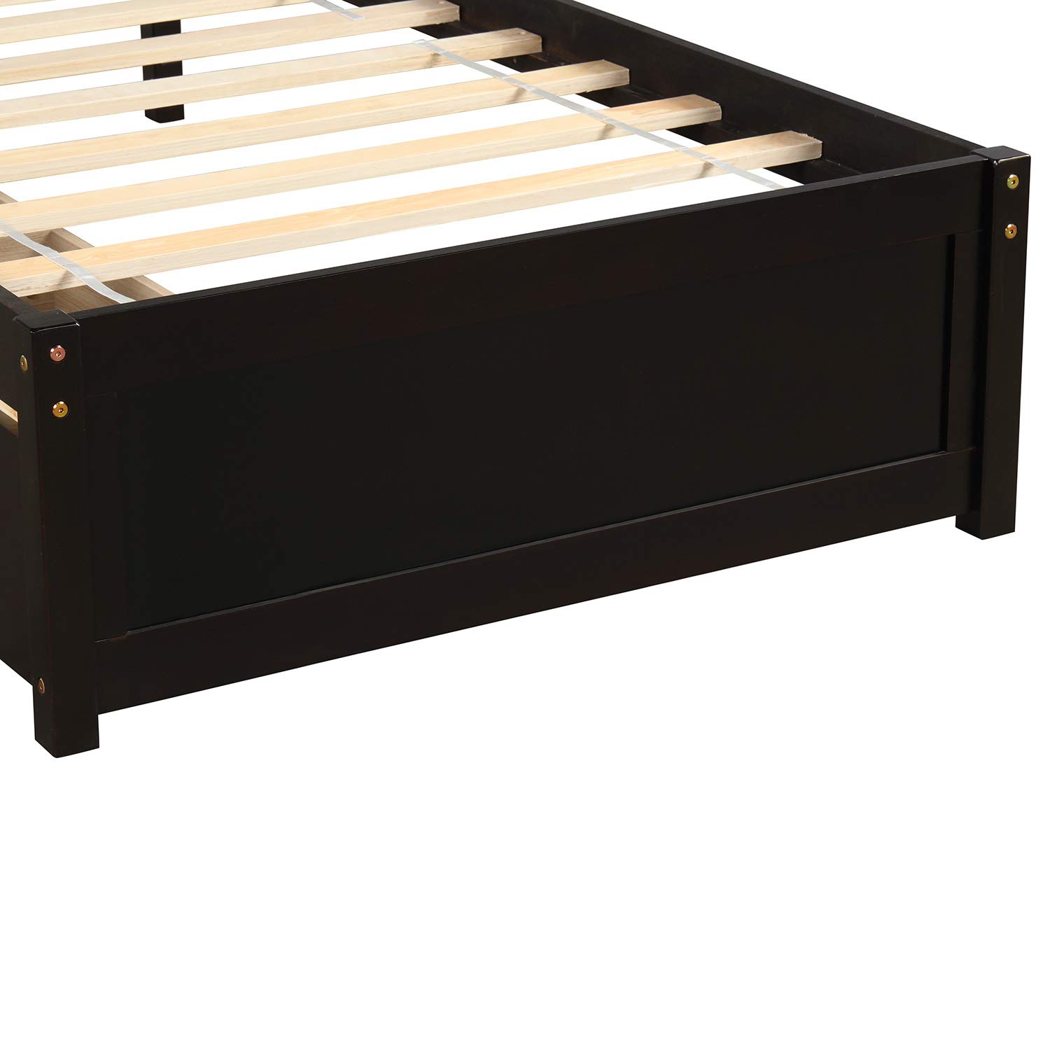 Twin Size Wood Platform Bed Frame with Headboard and 2 Underbed Storage Drawers,No Box Spring Needed, Noise Free,Espresso