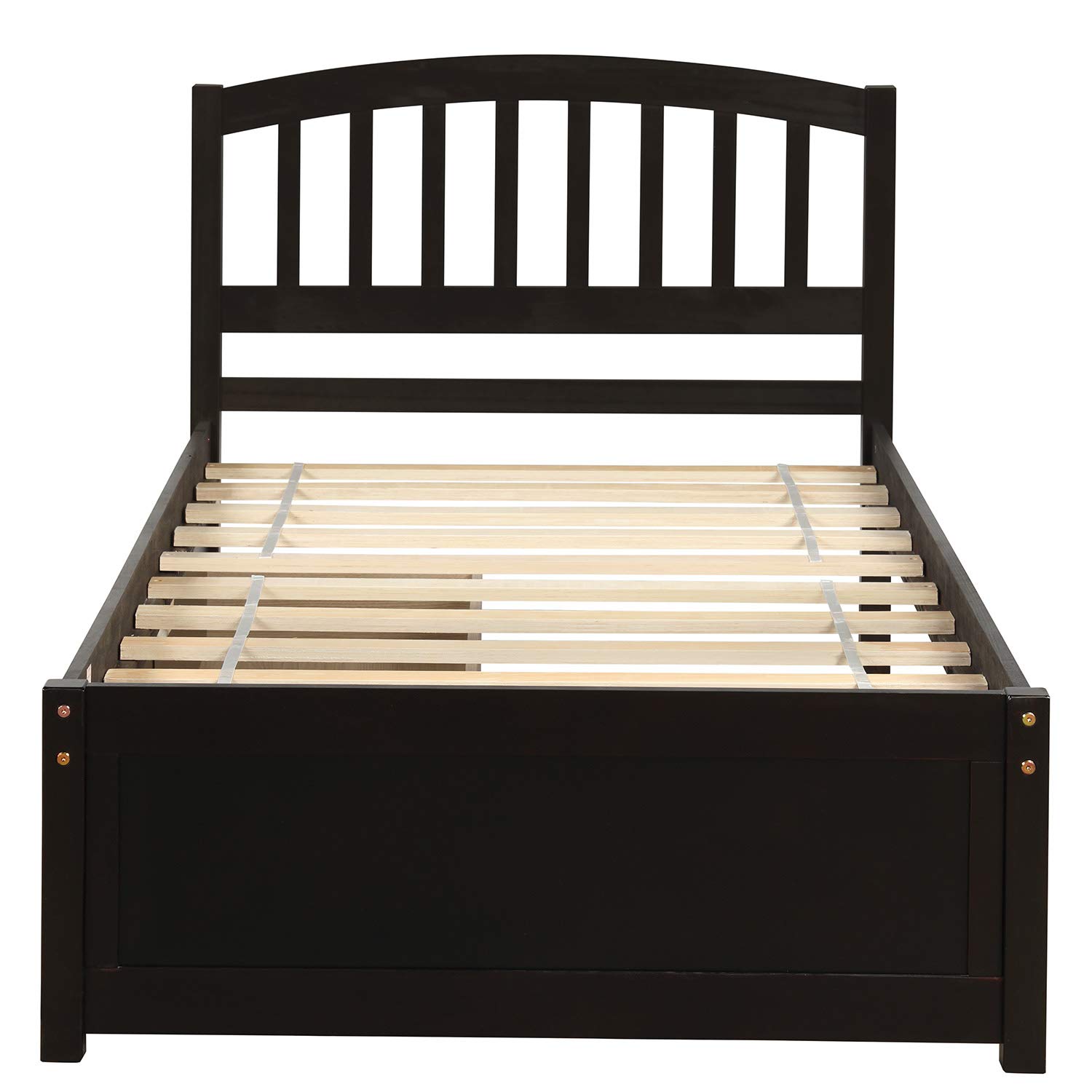 Twin Size Wood Platform Bed Frame with Headboard and 2 Underbed Storage Drawers,No Box Spring Needed, Noise Free,Espresso